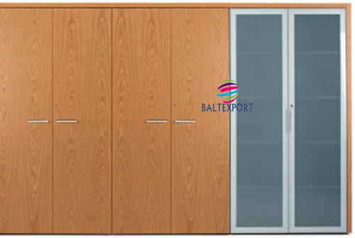 Armário porta bater melamina e porta vidro mobiliário de escritório