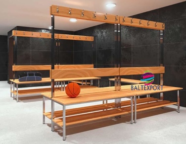 Banco balneário com réguas madeira pinho envernizado 626