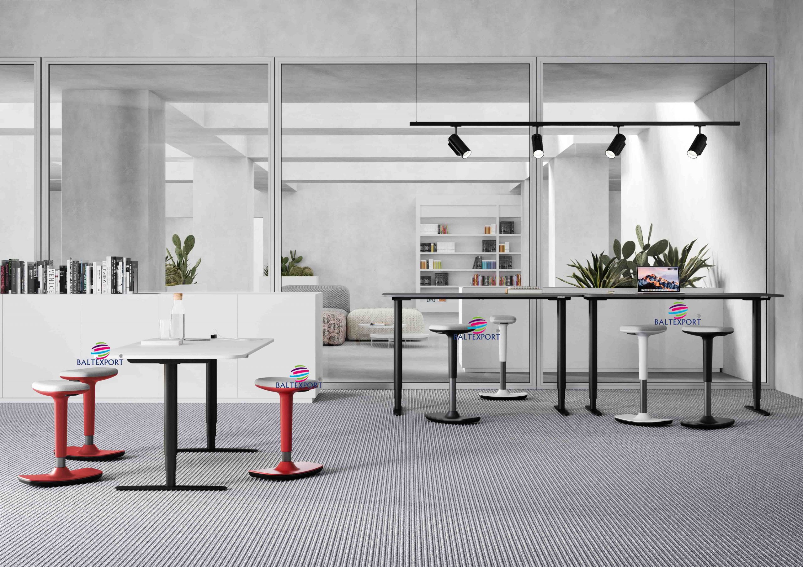 Cadeiras Muti-uso LEO Wave Branco Preto Vermelho Amb.