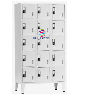 Vestiário triplo com 15 Cacifos Sobrepostos Chapa Cinza 1900x1200x500 mm Baltexport